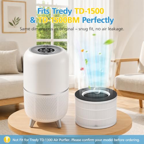 Image of 2 Pack TD-1500 Replacement Filters for Tredy TD1500 TD-1500BM Air Purifier | 4-Stage Filtration, HEPA and Premium Activated Carbon Composite Filter, for Home Large Room Air Clean