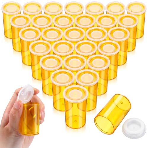 Image of 30 Pack Plastic Film Canisters Holder with Lids 35mm Empty Camera Reel Containers Yellow Small Storage Bottles for Pills Beads Coins Vitamins Art Supplies Science Experiments Classroom Craft Projects