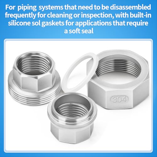 Image of ChillWaves 304 Stainless Steel Cast Pipe Fitting, Union，3 /4 inch NPT Female Thread Adapter(1-PACK)