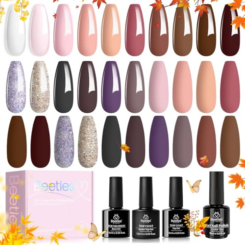 Image of beetles Gel Polish 16 Colors Gel Nail Polish Set White Dark Brown Pink Nude