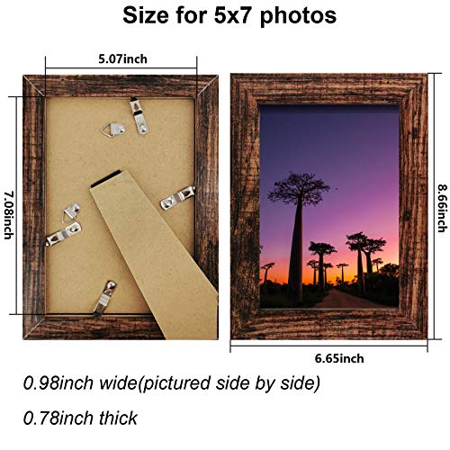 SESEAT 5x7 Distressed Farmhouse Picture Frames 3 Colors Tabletop or Wall Hanging Display 3 Packs with High Definition Glass - Thumbnail 4