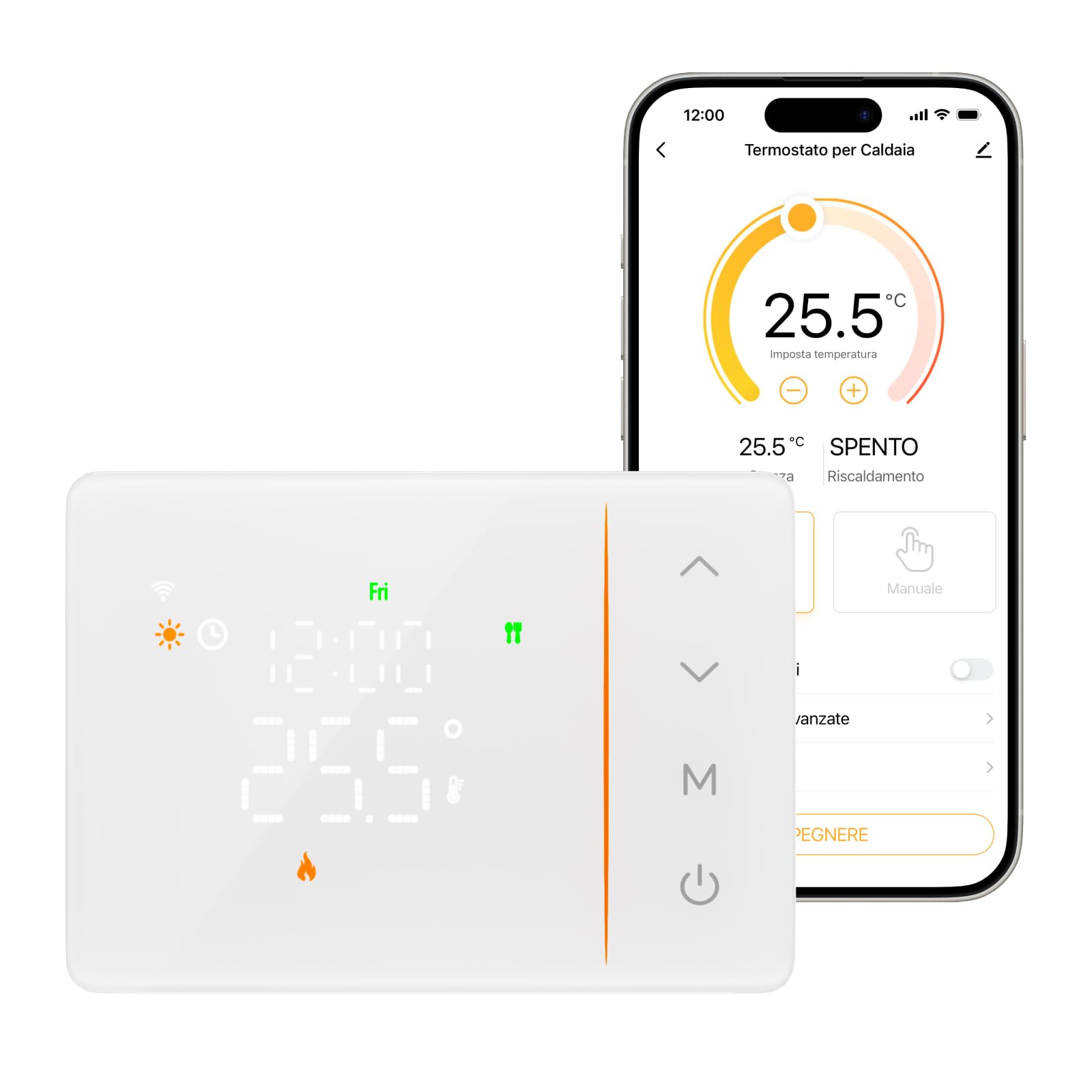 Cronotermostato WiFi a batería para caldera de gas, termostato inteligente caja 502/503, programación 7 días en 6 niveles, contacto NO/NC, Alexa/Google Assistant, App Tuya, 2,4 GHz, blanco