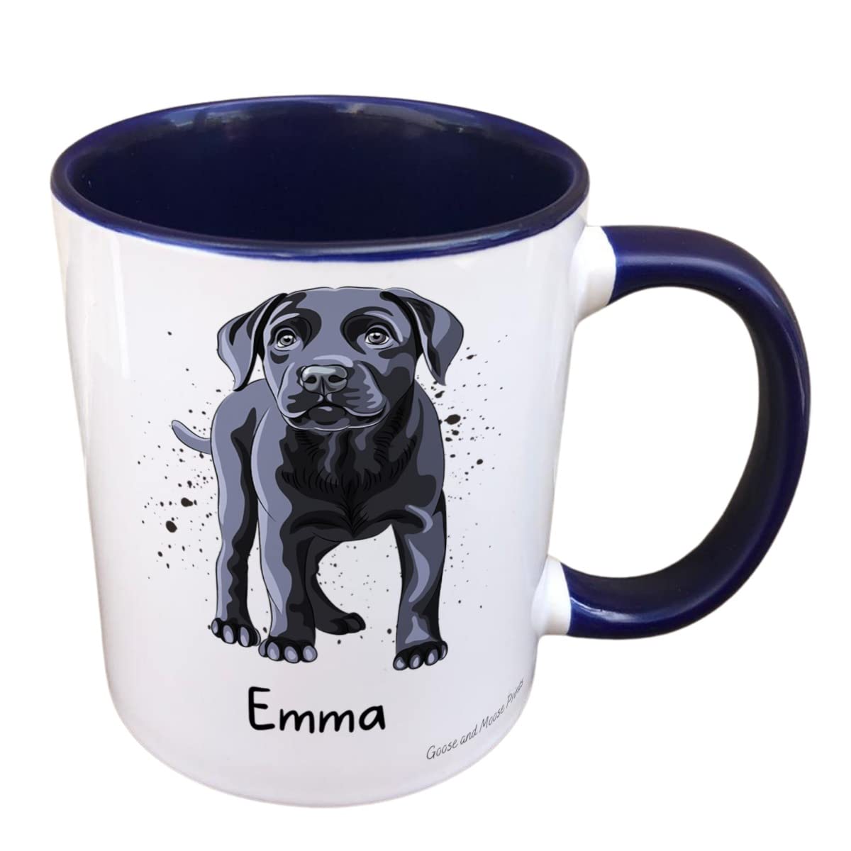 Personalised Black Labrador Dog Mug Gift - Present for Dog Lovers - Gifts for Puppy Owners - Personalised Dog Mug - Country Style Mug (Blue)