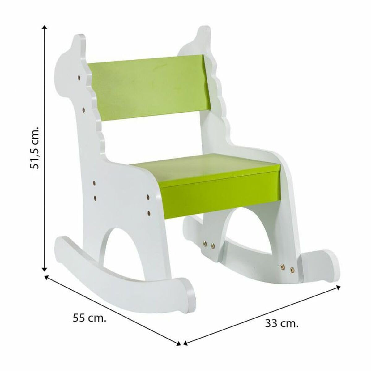 Kit Mecedora Infantil Madera Lac. Blan. Verde