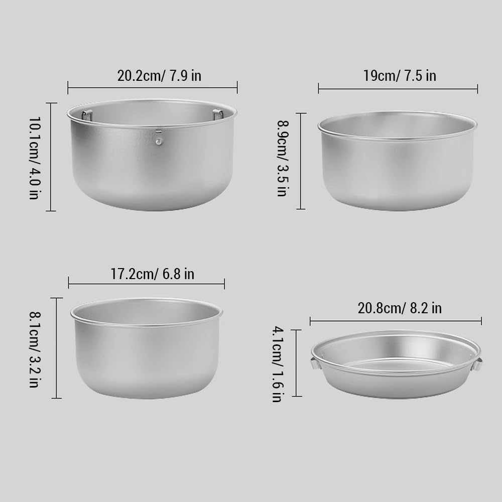 Wakects Kempingowy Zestaw Naczynia Kuchennego, Aluminium Aluminiowe Kempingowe Garnki i Patelnie Ustawione z bazą kuchenną do Pikników na Zewnątrz