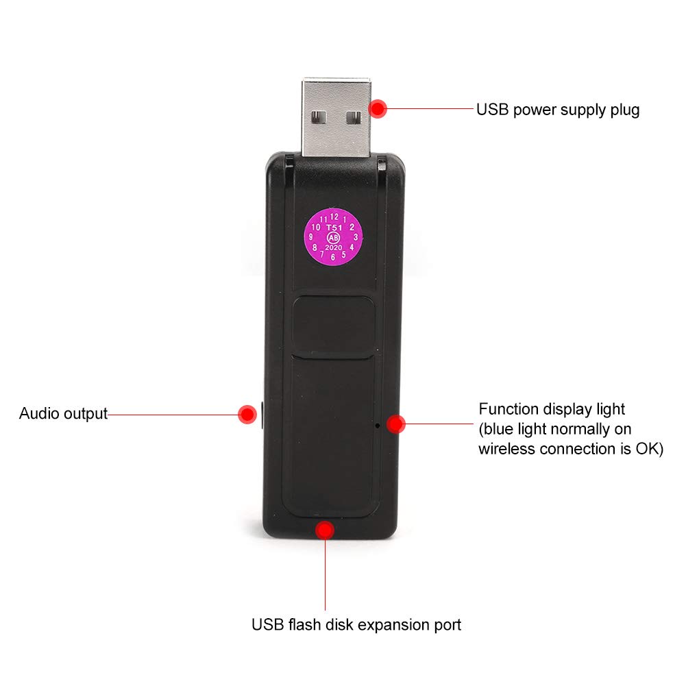 Micrófono de mano inalámbrico, profesional 2 en 1 VHF universal USB receptor de bolsillo micro, para karaoke, canto Ktv familiar, fiestas, discursos, para Android/iPhone/PC/ordenador portátil(Negro)