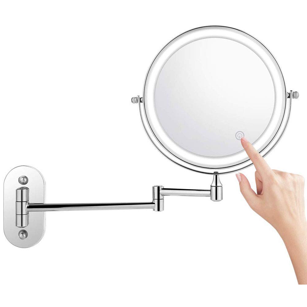 Miroir de maquillage extensible à LED avec gradation et pivotement