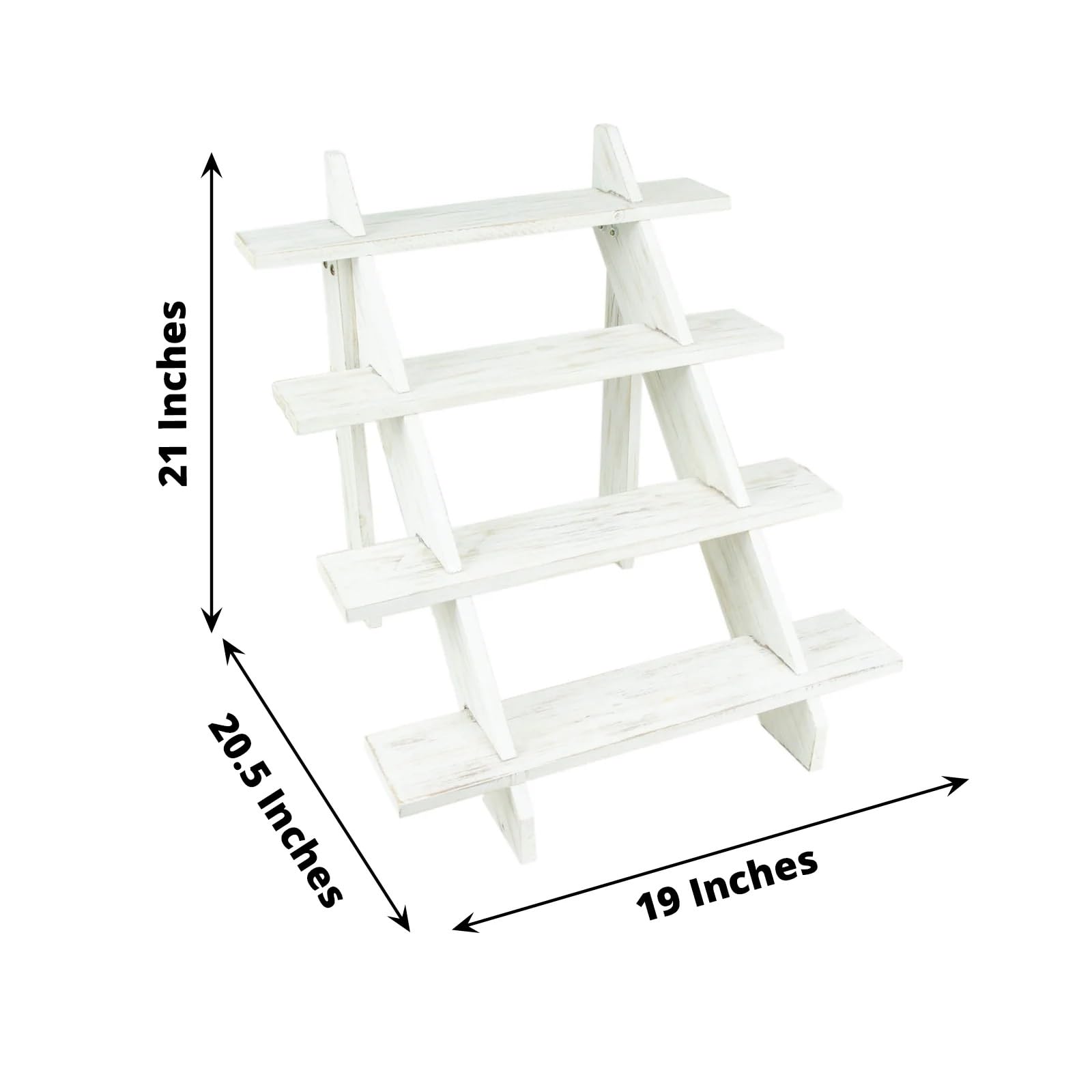 21 in Whitewashed 4 Tier Wooden Cupcake Holder Ladder Dessert Display Stand Party Events Reception Decorations Supplies