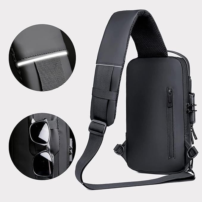 Image of Waterproof Polyester Crossbody Sling Bag, Anti Theft Chest Backpack for Men & Women, College Bag, Shoulder Travel Backpack for Outdoor Work Backpack
