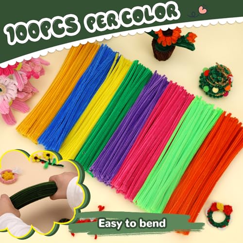 Image of Hssugi 100PCS Pipe Cleaners, Moss Green Chenille Stems Craft Supplies | Pipe Cleaners Craft Supplies, Pipe Cleaners Bulk Fuzzy Sticks for DIY Art and Craft Projects Home Decoration