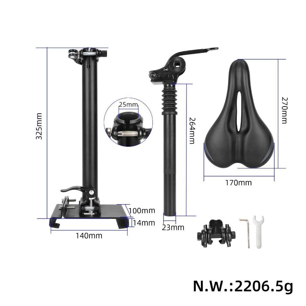 Faltbarer Elektroroller-Sitz, verstellbarer Sattel für Xiaomi M365/Pro/1S, Aluminiumlegierung mit stoßfestem Schwammkissen, Schwarz