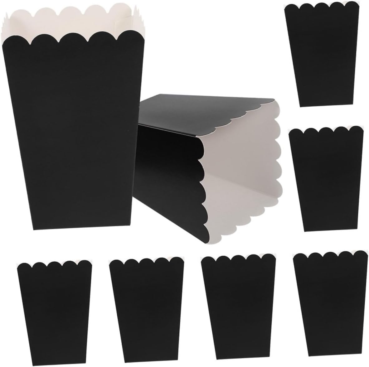 Unomor 100pcs Black Paper Popcorn Boxes Large Popcorn Containers Party Snack Holders for Movie Night and Wedding Candy Bags