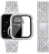 OMIU Compatible with Apple Watch Band 40mm + Case, Women Dressy Jewelry Bling Diamond Metal Wrist...