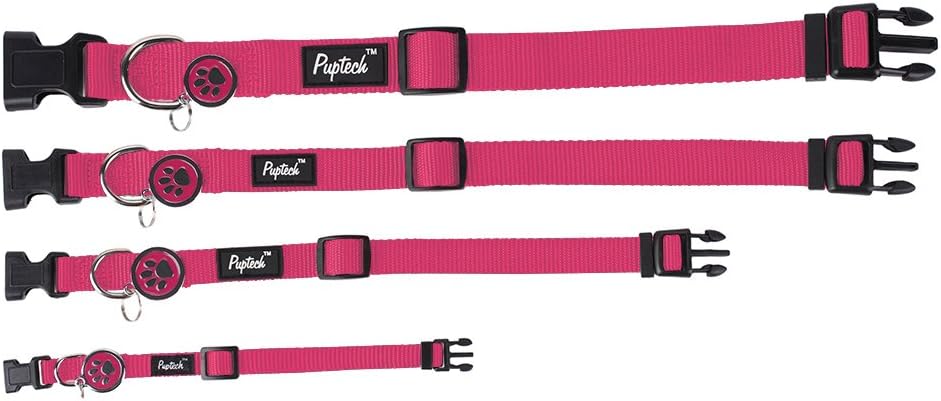 Nylon Puppy Adjustable Collars for Small Dogs with ID Tag 7.5"-10.2" PUPTECK