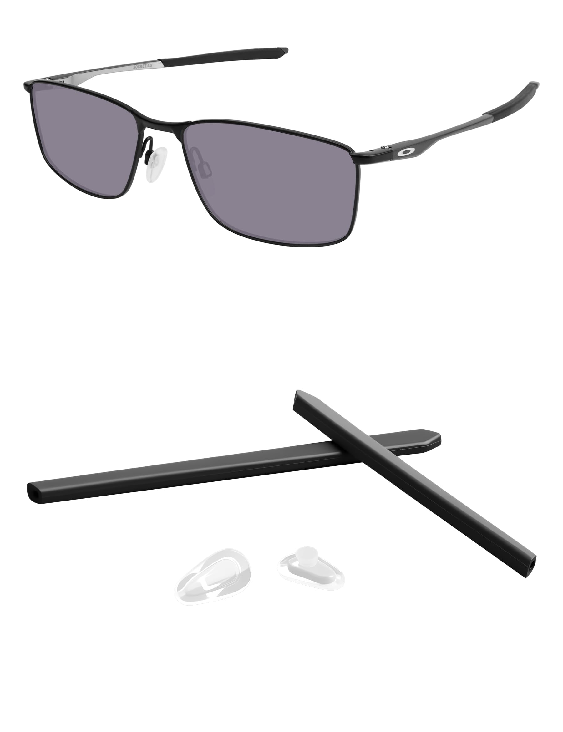 Kygear Black Silicone Replacement Repair Kit, Replacement Nose Piece & Temple Sleeve for Oakley Socket 5.0 OX3217/Socket 5.5 OX3218 Sunglasses,