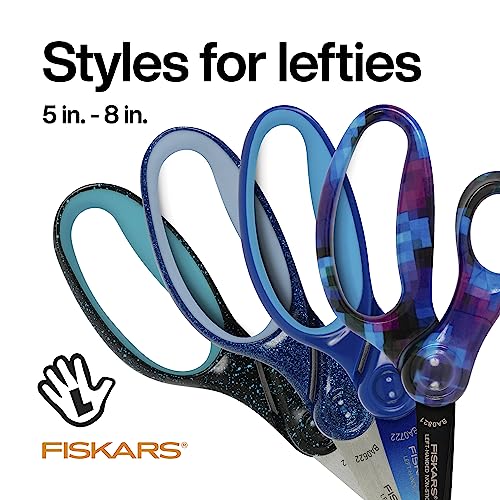 Fiskars Tesoura SoftGrip para estudantes canhotos de 17,8 cm para crianças 12-14 – Tesoura canhota p