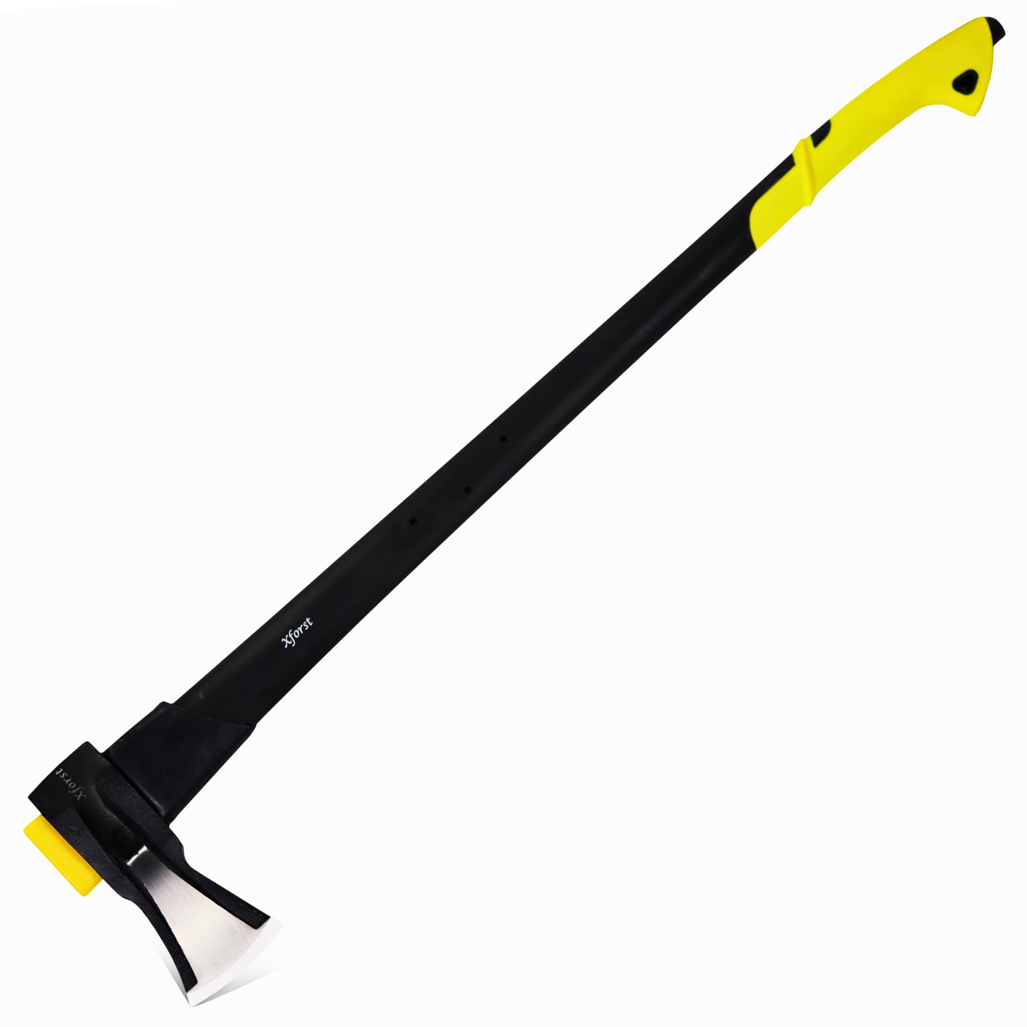 Xforst Hacha de Partir Forestal SA2F 93 cm con Mango de Fibra de Vidrio Amarillo y Negro – Cabeza de 2 kg Acero Forjado – 3,1 kg Total – Fijación Patentada – Hacha para Leña y Exterior
