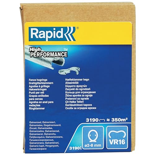 Rapid VR16 Galvanized Fence Hogrings, Suitable for 2-8 mm Netting Wire, Ideal for Securing Cages and Fencing, 3190 Pieces, Boxed (40108808)