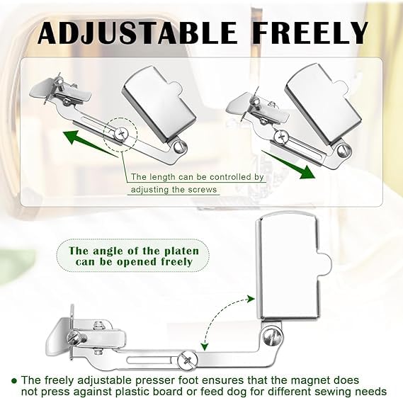 Magnetic Seam Guide, Hemmer Guide, Multifunctional Rule for Industrial Lockstitch or Walking Foot Sewing Machine, Universal Attachments 2