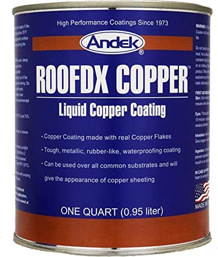 Andek RoofDX Copper, Very Durable Copper Coating Made with Real Copper, 1 Quart