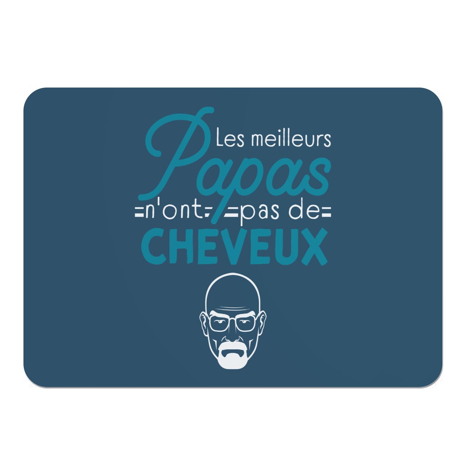 Set de table bleu en liège lot de 4 napperons grand format humour chauve