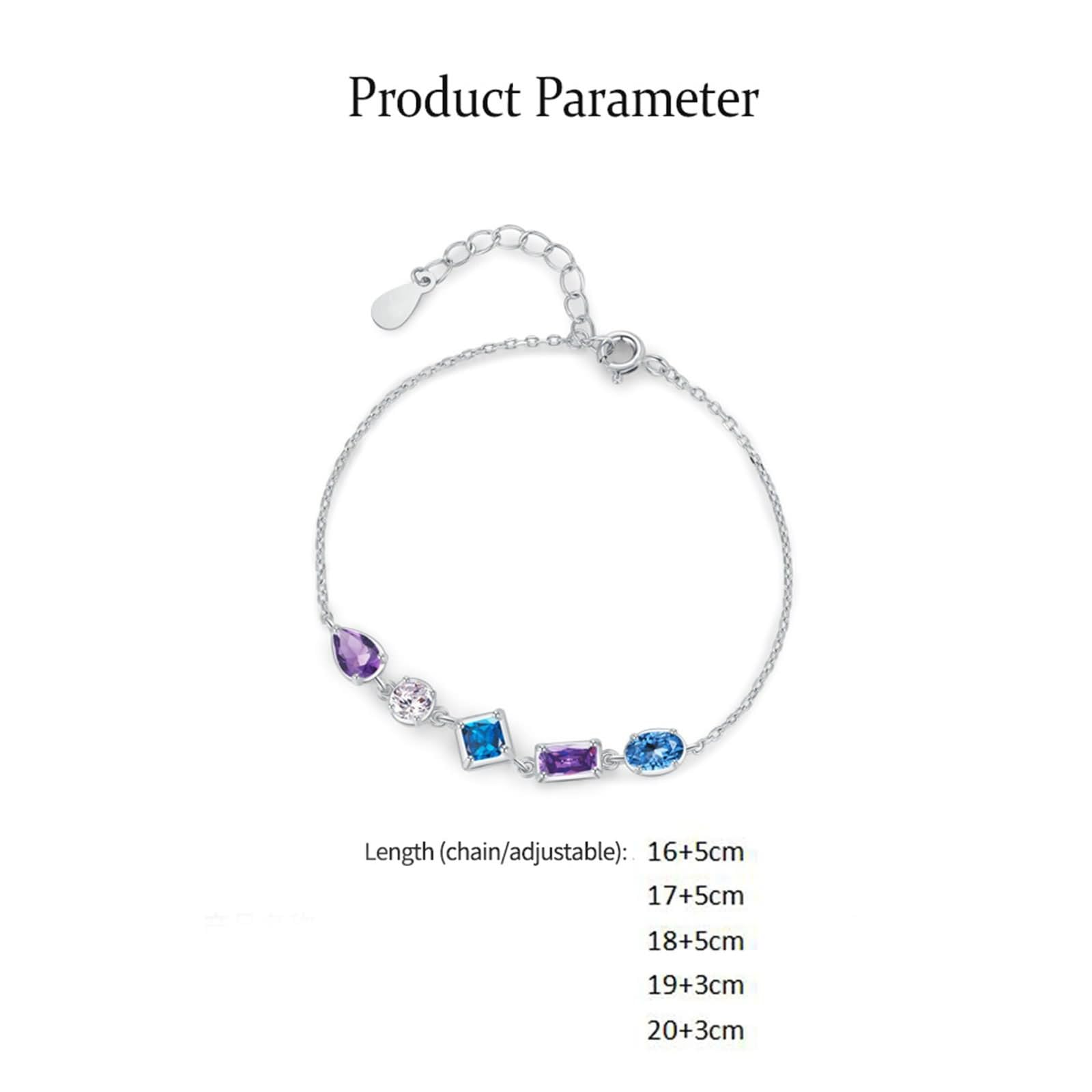 Pulsera para mujer, pulseras de joyería para mujer con amatista y topacio para mujer
