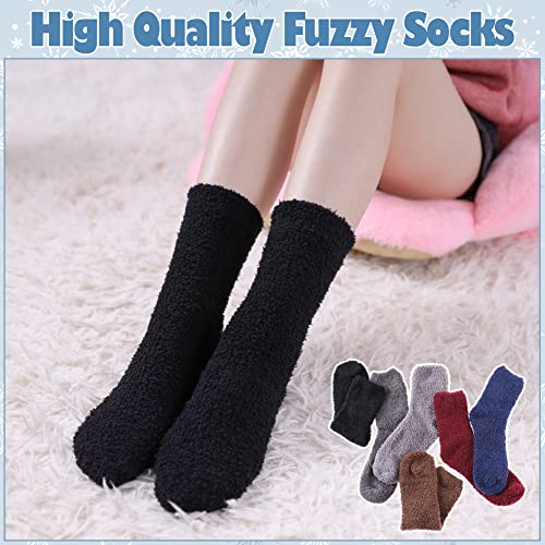 Image of LANLEO 5 /6 Pairs Womens Super Soft Fuzzy Plush Warm Winter Home Sleeping Slipper Socks
