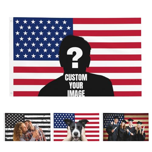 fdemon Drapeau américain Personnalisable - Drapeau personnalisé - Ajoutez Votre Image Texte Photo au Drapeau - pour Anniversaire Vacances Noël Salons...
