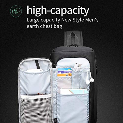 OZUKO Men Chest Crossbody Bags Waterproof Sports Shoulder Fashion Usb Multifunctional Sling Bag (Blue)4
