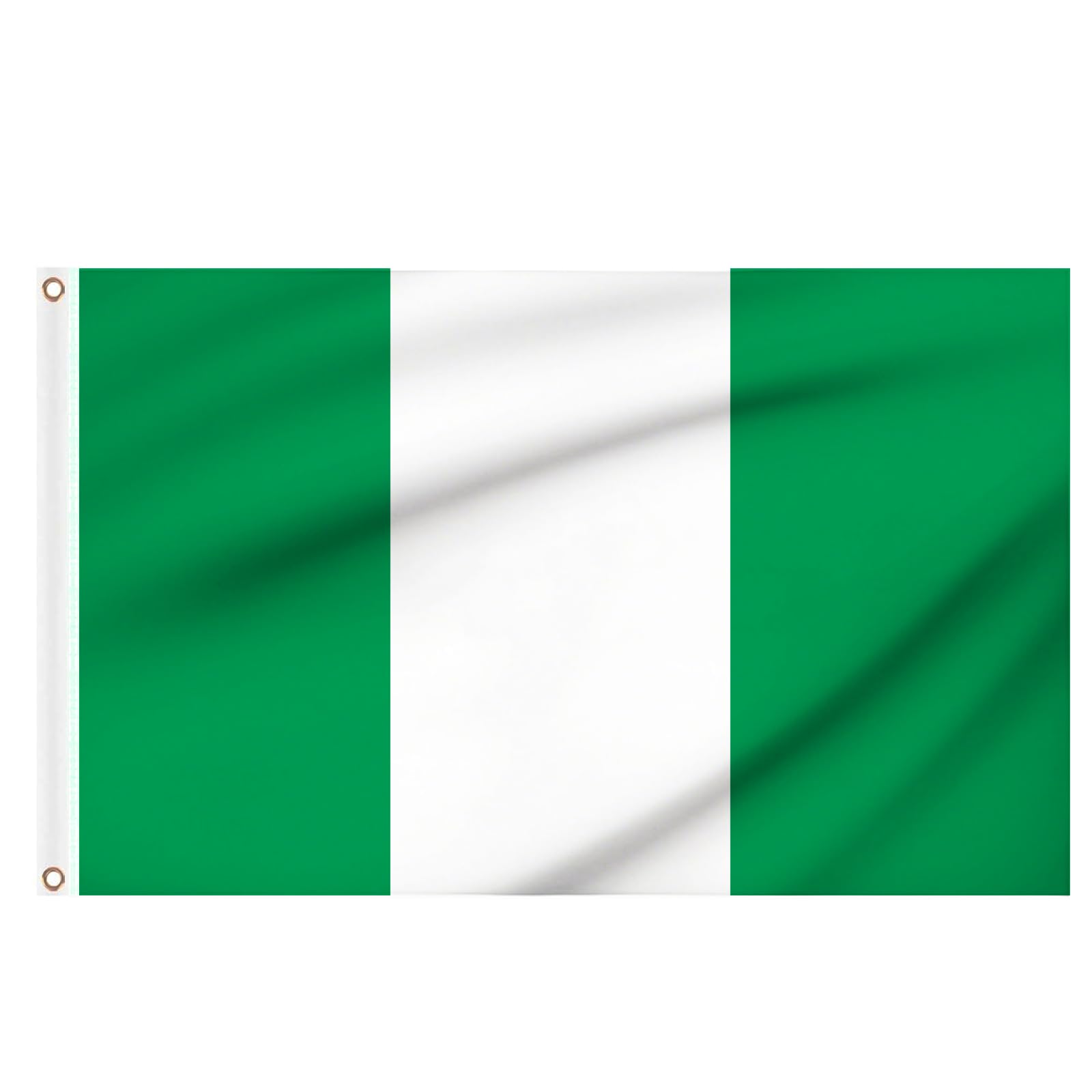 2PCS Nigerian Flag 5ft x 3ft, Large Nigeria Flags with Brass Eyelets for 1st October National Day Garden Sports Games Events Party Decorations