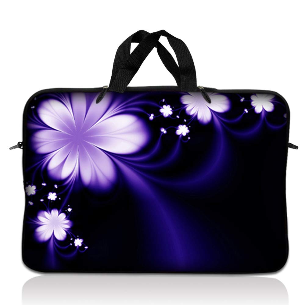 LSS 12.3 inch Laptop Sleeve Bag Carrying Case Pouch with Handle for 11" 11.6" 12" Acer, Asus, Dell, Hp, Sony, Toshiba, Pink Plumeria Flower — view 90