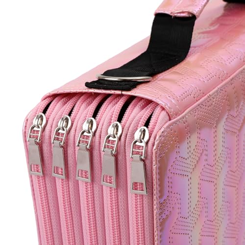 Image of Large Capacity Colored Pencil Case - 500 Slots PU leather with Zipper Closure Portable Organizer for Watercolor Pencils Ideal for Artists(Pink)