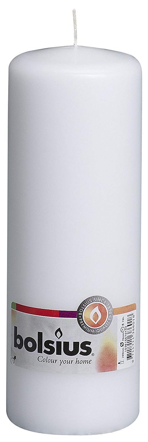 bolsius Stumpenkerzen - Weiß - 20 cm - Brenndauer 75 Stunden, 8 Stück