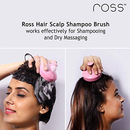 Image of Ross Hair Scalp Massager Shampoo Brush with Soft Silicone Bristles Manual Head Massager, Pink