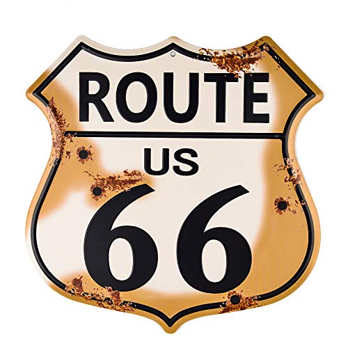 Dojune-Novelty Route 66 Highway Vintage Retro Wall Decor Shield Placa de metal