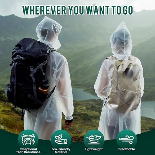 Aolegoo 2 Stück Regenponcho, Wiederverwendbarer, Tragbarer Unisex-Regencape für Fahrrad, Wandern, Camping, Ausflug, Angeln, Konzert, Stadion, Festival (Gelb)