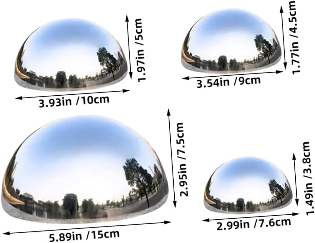 Kisangel 7pcs Stainless Steel Gazing Balls Set Polished Mirror Sphere Garden Reflective Globes for Patio Lawn Decoration Weather-Resistant 76/90/100/150mm Sizes