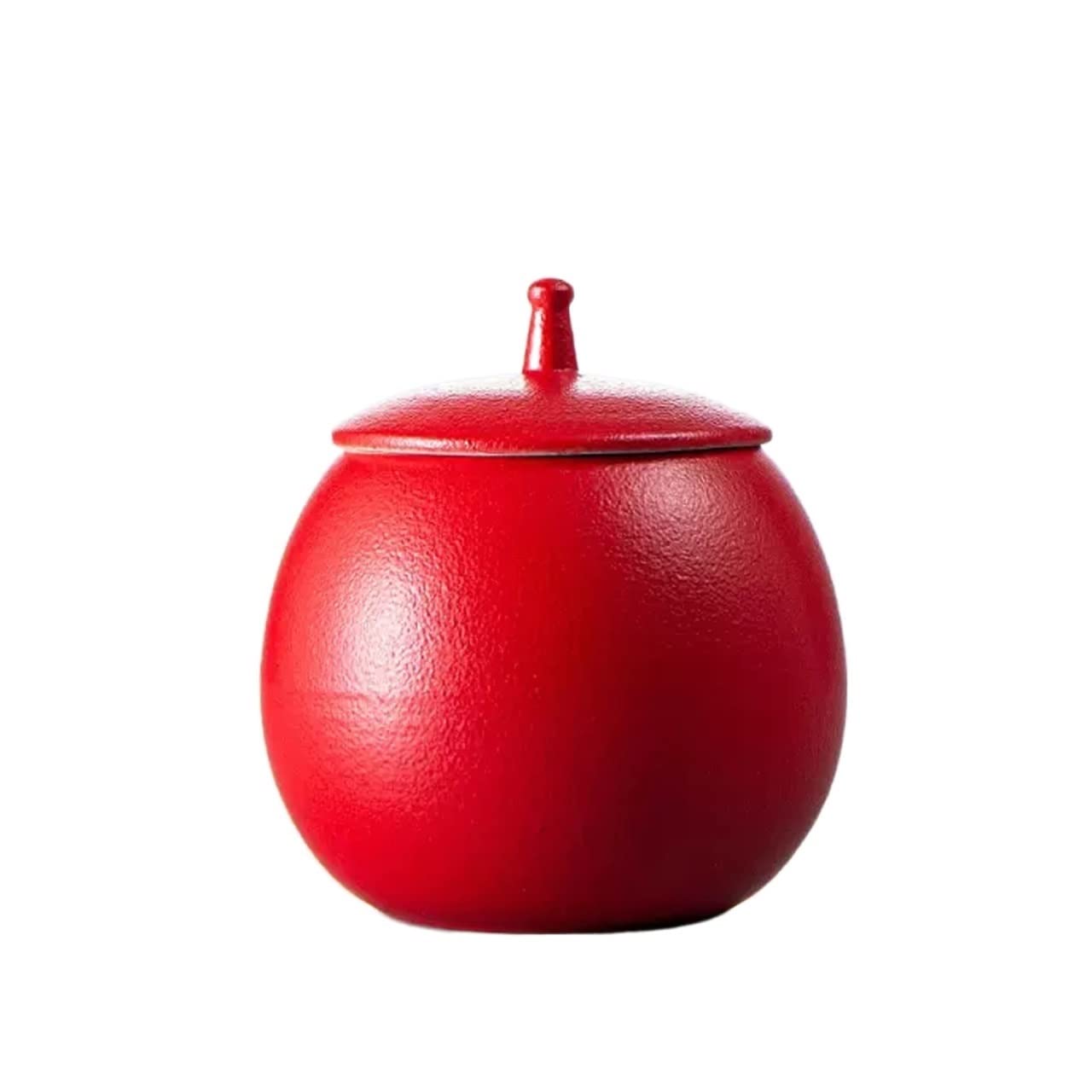 ZengL263NgS tea canister Mini Portable Porcelain Tea Canister for Loose, Matte ceramic Caddy with Sealed lid, 210 ML Kitchen Organisation(Red)