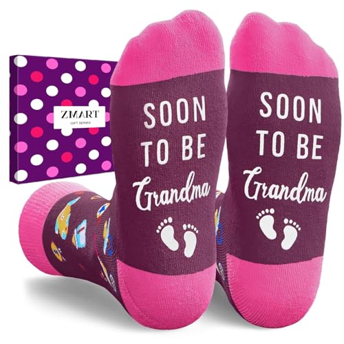Zmart First Time Grandma Gifts - Soon to Be Grandma Socks New Grandmother to Be Gifts Mothers Day Present Socks for Nana