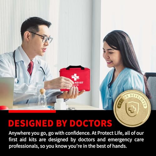 Protect Life Business First Aid Kit, Emergency First Aid Kit for Office Setting, Medical Kit Supplies, First Aid Kits for Businesses, School & Commercial Use - 200 Pieces