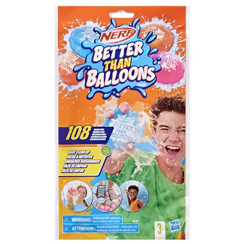 Nerf Better Than Balloons Wasserspielzeug, 108 Wasserkapseln, leicht zu befüllen, perfekt für Wasserschlachten unter Freunden, für Jungen und Mädchen