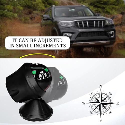 MLAHUIER Compass for Car, Mini Car Dashboard Compass with Bottom Stick, Adjustable Navigation Hiking Direction Pointing Guide Ball, Universal Dashboard Dash Stand Compass for Most Boat Car Truck - Image 5