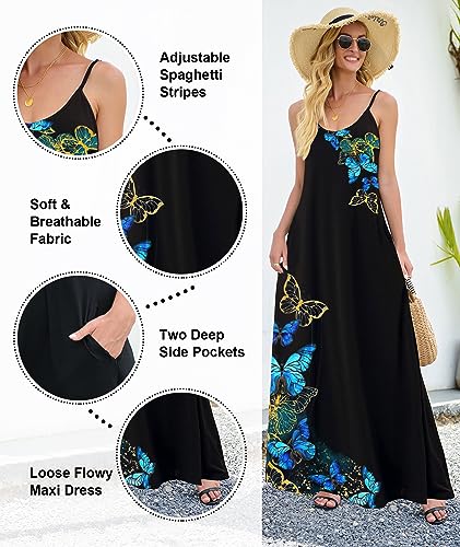Image of Wolddress Womens Maxi Dress with Pockets 2026 Casual Strap Plus Size Loose Plain Long Office Summer Beach Travel Dresses S-5X