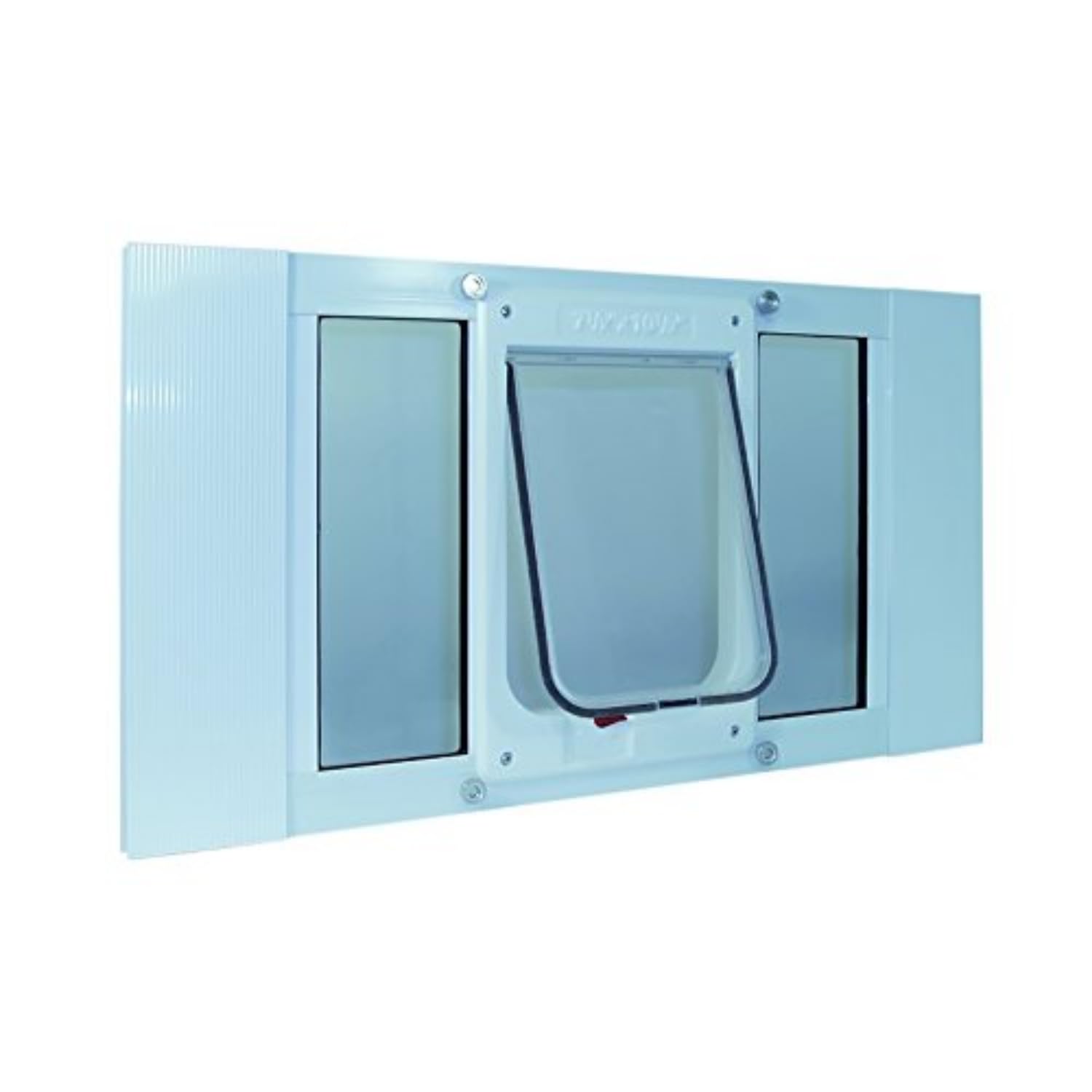 Aluminum Sash Window Pet Door, Adjustable Width 27" to 32", Cat Flap, 6.25" x 6.25" Flap Size, White