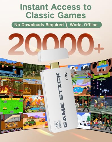 Image of 2026 Upgraded Retro Gaming Console, Nostalgia Game Stick Pro, Classic Video Games with 4K HDMI, 20,000+ Games and 23 Emulators, Upgraded Dual 2.4G Wireless Controllers 64GB (White)