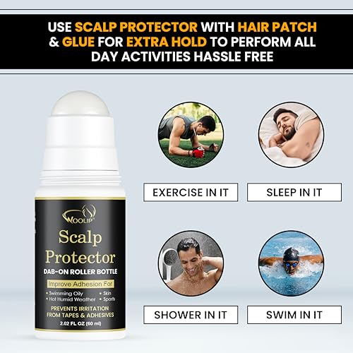 Image of Scalp Protector Dab-On Roller Bottle Lotion - Reduces Irritation from Hair Patch Tape & Wig Adhesive | Anti-Itching, Hygienic Formula | Improves Adhesion & Scalp Comfort (60ml)