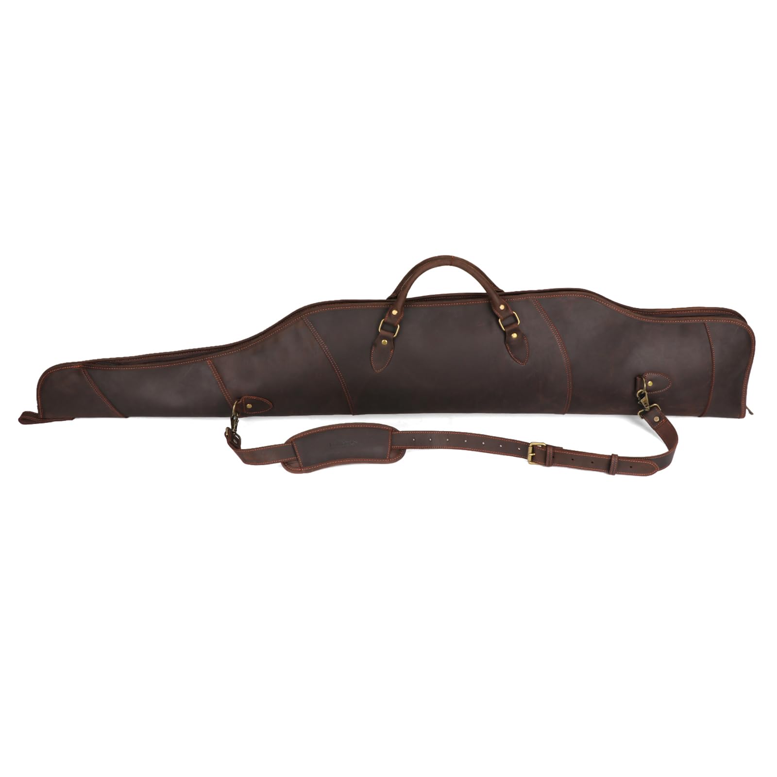 TOURBON Custodia per fucile in vera pelle da 52" Borsa morbida imbottita per fucile con tasca con cerniera e tracolla