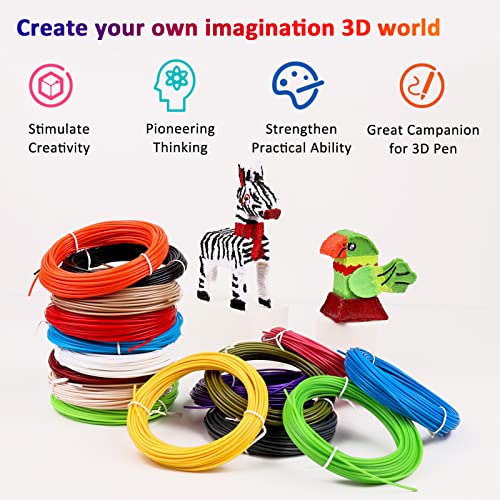 Image of 3D Pen Refills 1.75mm PLA Filament 640 Feet 16 Colors, Each Color 40ft, Bonus 250 Stencils eBooks, dikale 3D Pen Material