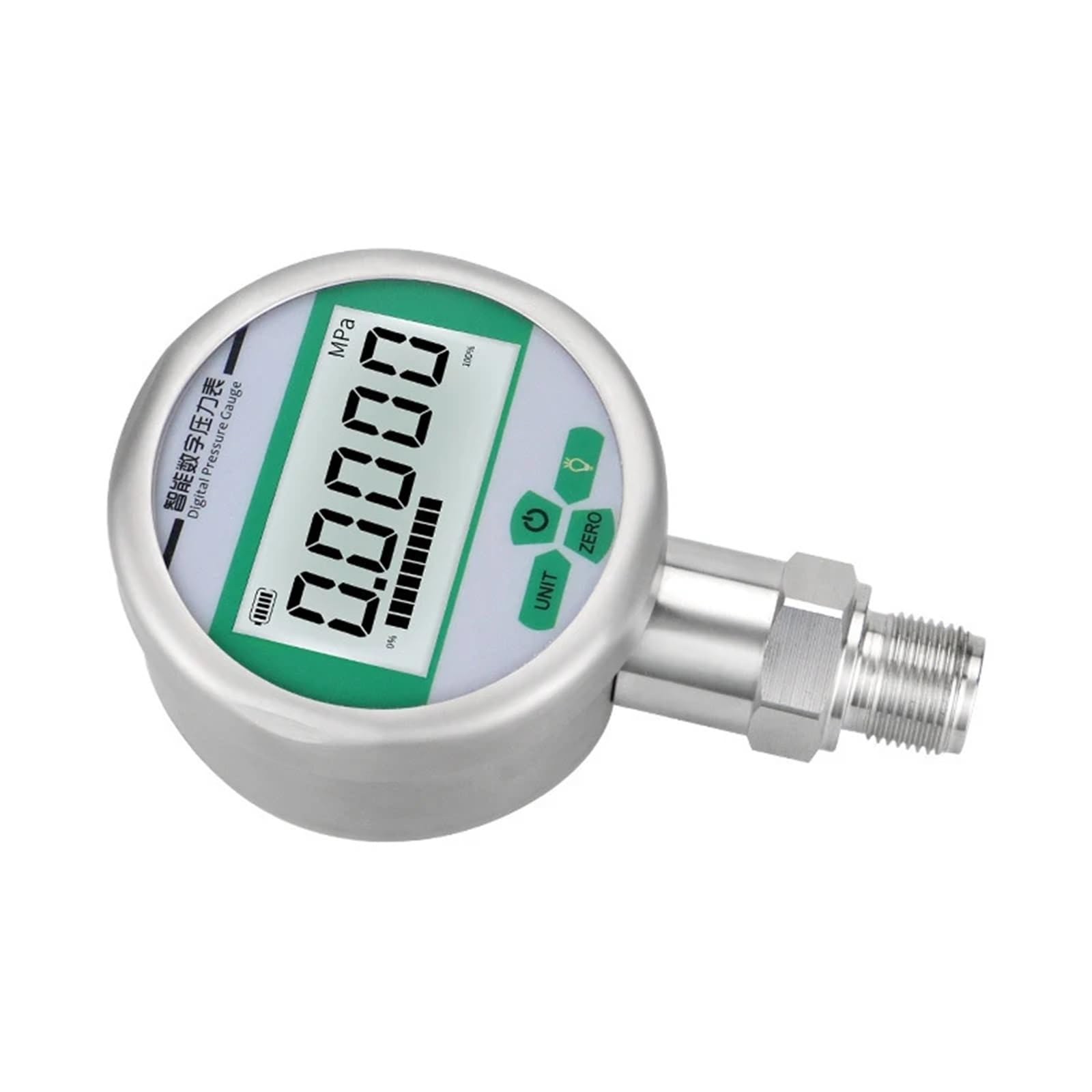 Manómetros Digitales de presión de 80 mm, 0,5% de Escala Completa, Pantalla de 2 dígitos, 0-100 MPa, 5 Unidades (mpa, kpa, PSI, Bar, kg/cm2), manómetro (BSPT(ZG) 1-2,0-0,6 MPa).