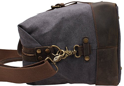 image for Berchirly Men Weekend Bags Canvas Leather Carry on Travel Gym Bag Lugg